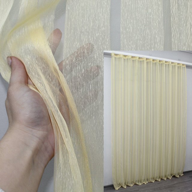 Тюль з тканини батист колір жовтий 1130т, Тюль на метраж, Потрібну Вам ширину вказуйте при покупці. (Ширина набирається по довжині рулона.), 2,7 м.