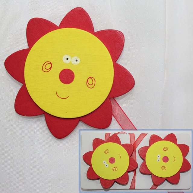 Магниты (2шт, пара) для штор, гардин "Солнышко" цвет жёлтый с красным 187м 81-098