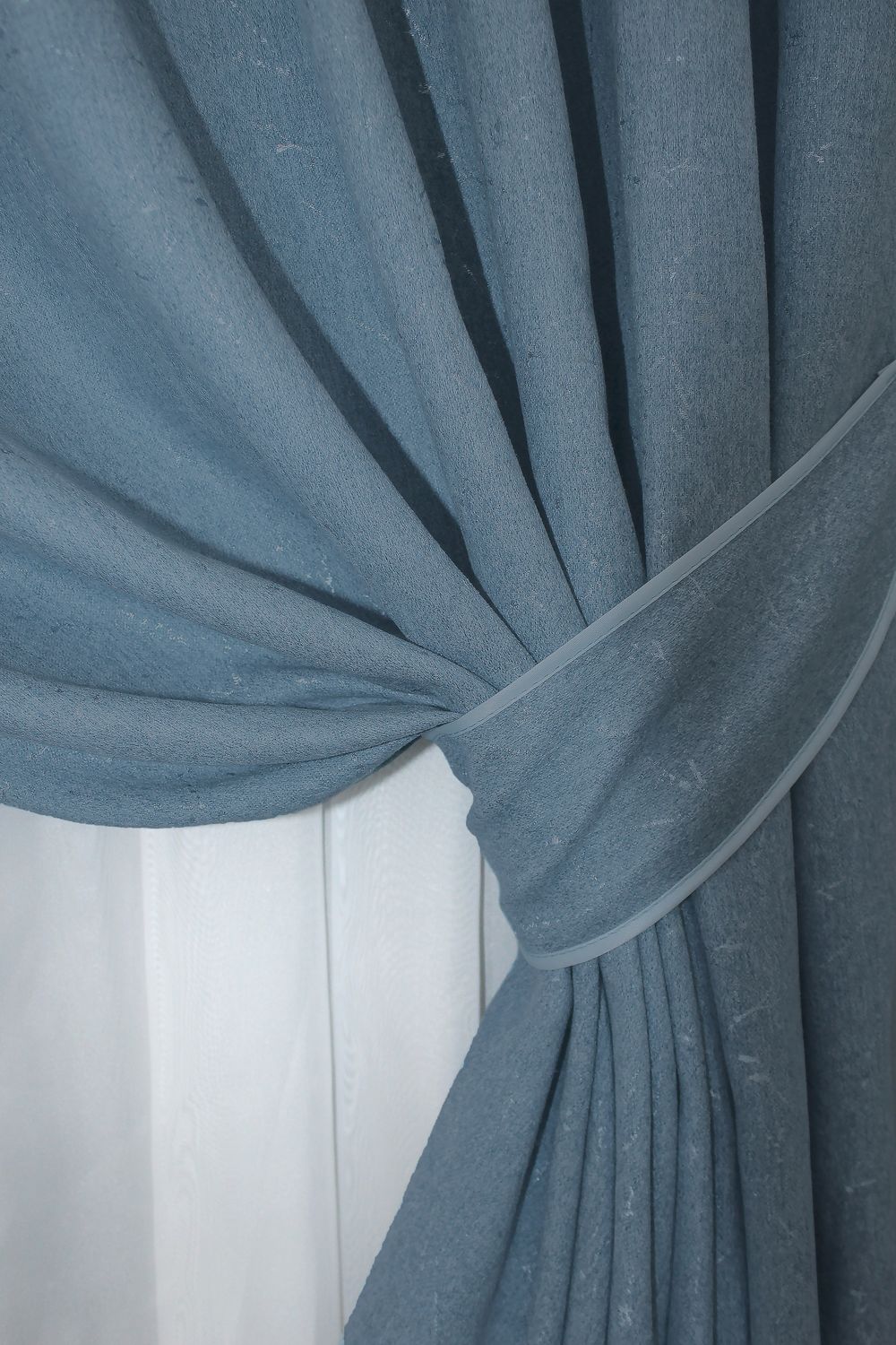 Шторна тканина льон однотонний колір синій 1325ш