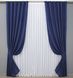 Комплект готових штор із тканини льон колір синій 1343ш Фото 2