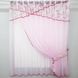Кухонний комплект (270х170см) тюль і шторка з підв'язкою колір рожевий з білим 00к 59-526 Фото 1