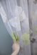 Тюль органза з квітковим принтом колір білий з оливковим 1388т Фото 4