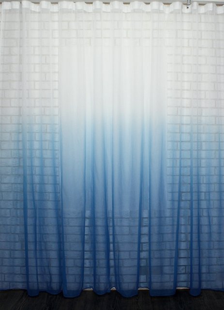 Тюль розтяжка "Омбре" на батисті (під льон) колір блакитний з білим 508т, Тюль на метраж, Потрібну Вам ширину вказуйте при покупці. (Ширина набирається по довжині рулона.), 2,65 м.