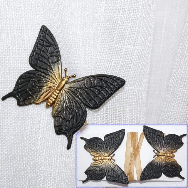 Магніти (2шт, пара) для штор, гардин "Метелик" колір венге з бронзовим 138м 81-049