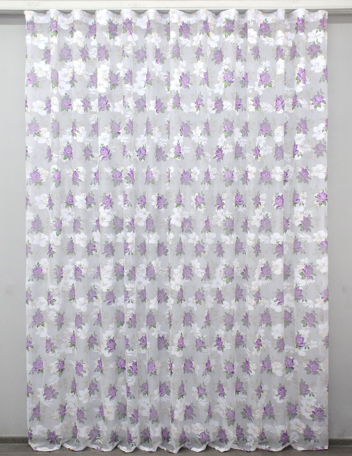 Тюль сітка жакардова колір білий з фіолетовим 1331т, Тюль на метраж, Потрібну Вам ширину вказуйте при покупці. (Ширина набирається по довжині рулона.), 2,7 м.