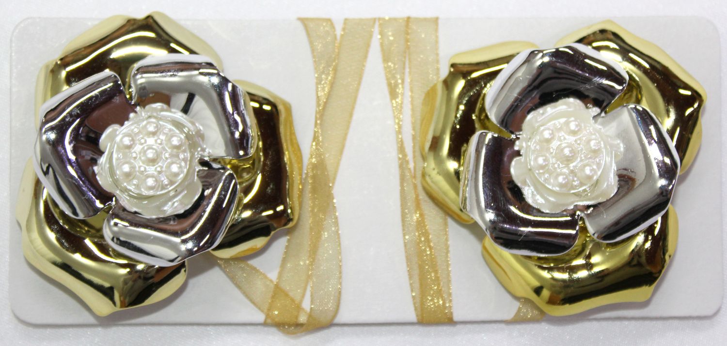 Магніти (2шт, пара) для штор, гардин "Едельвейс" колір золото з сріблом 128м 81-039