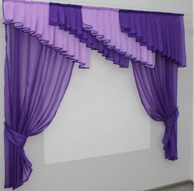 Кухонний комплект (200х170см) шторки з ламбрекеном колір фіолетовий з бузковим 00к 59-265