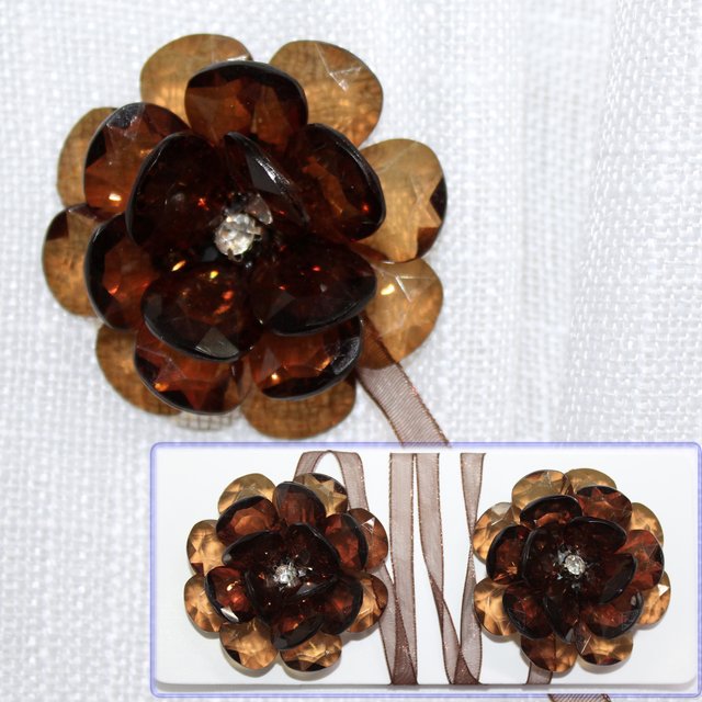 Магніти (2шт, пара) для штор, гардин "Квітка" колір коричневий 140м 81-051