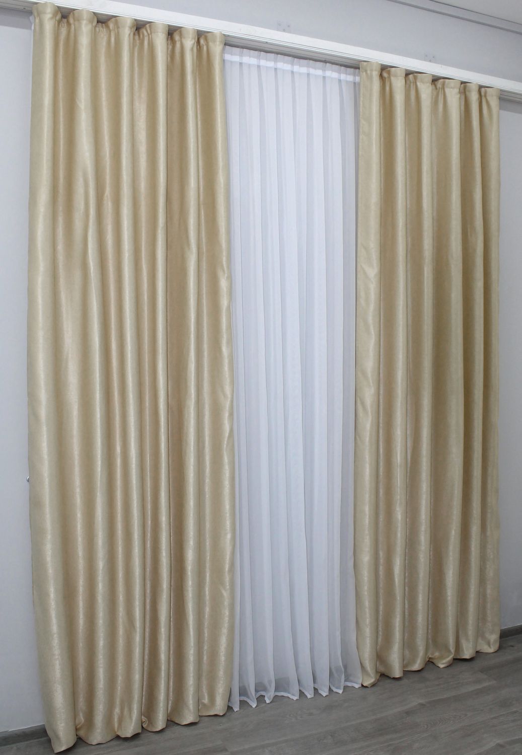 Комплект (2шт 1,5х2,7м) готових штор льон-софт, колекція "Парма" колір кремовий 1042ш 30-843