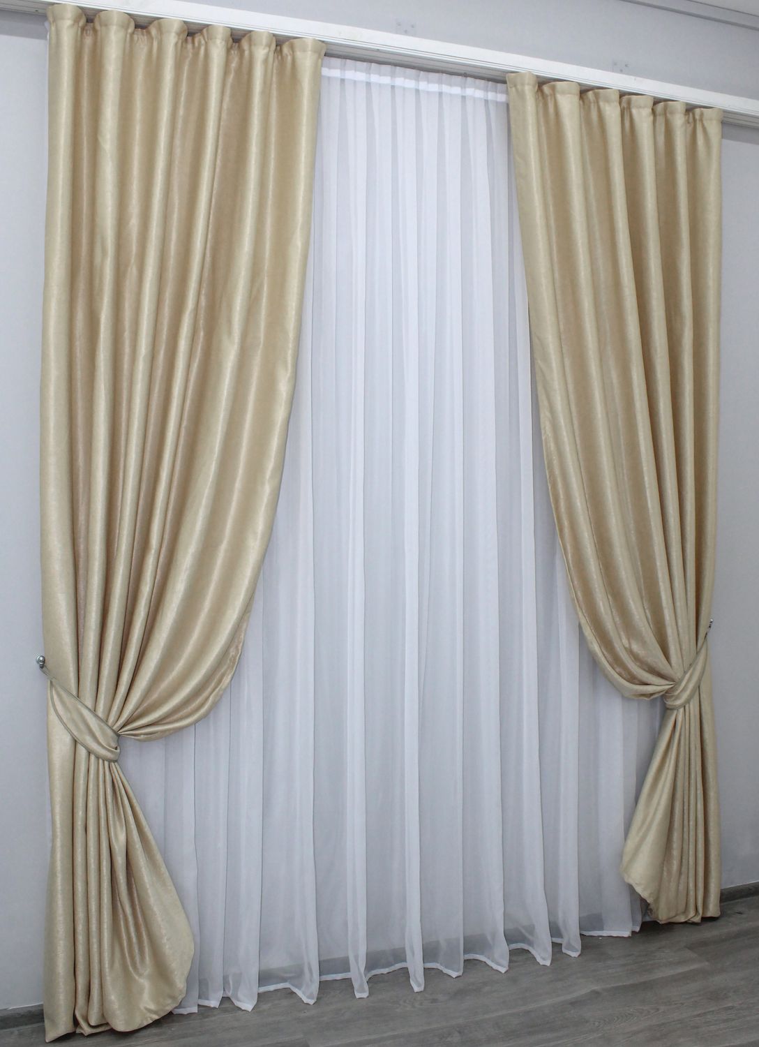 Комплект (2шт 1,5х2,7м) готовых штор лен-софт, коллекция "Парма" цвет кремовый 1042ш 30-843