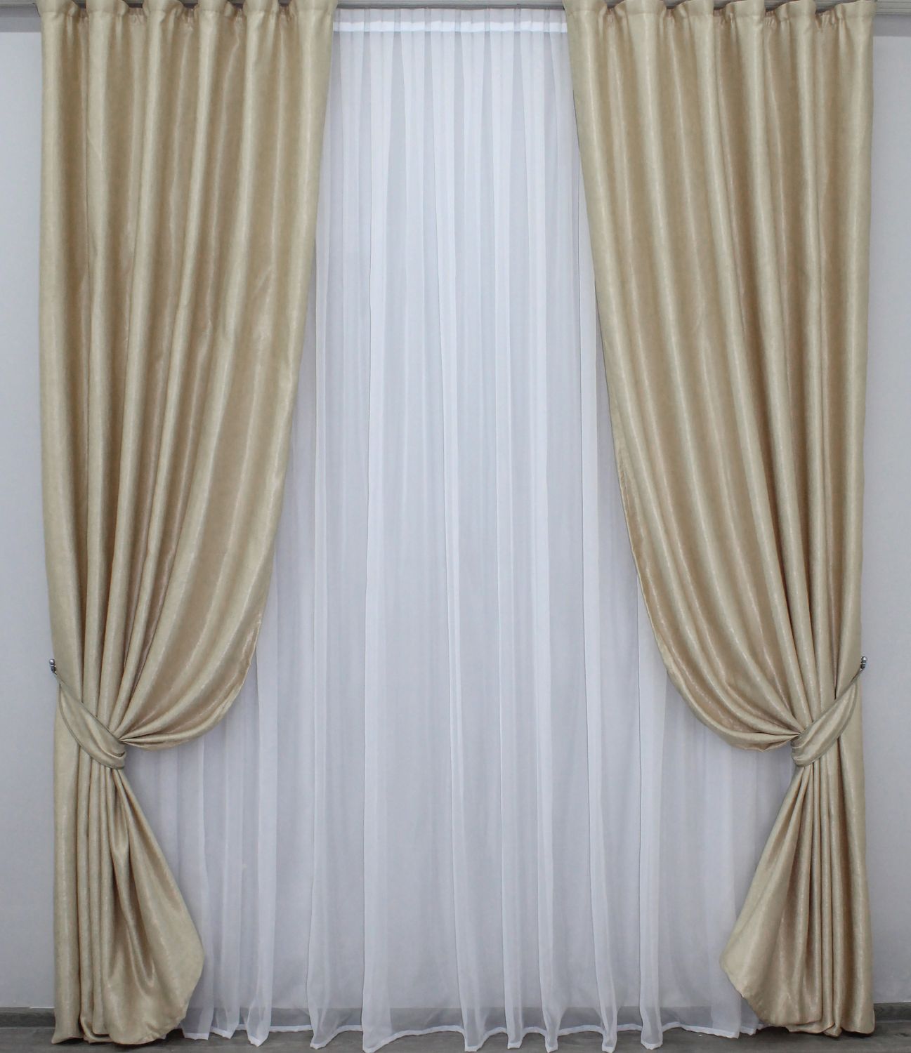 Комплект (2шт 1,5х2,7м) готових штор льон-софт, колекція "Парма" колір кремовий 1042ш 30-843