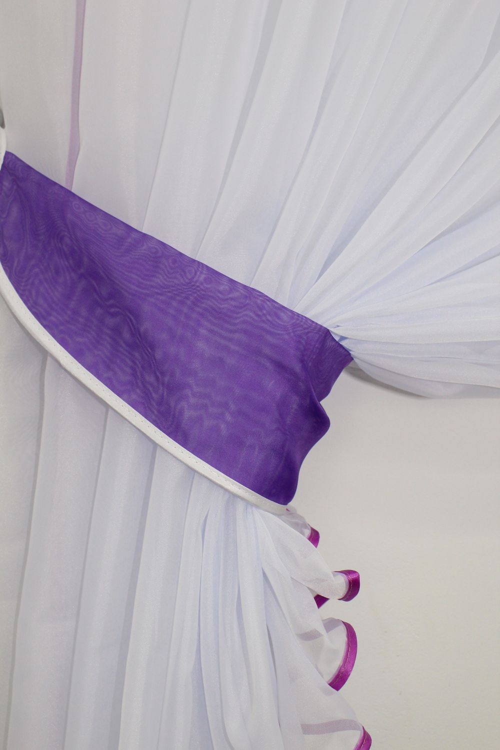 Кухонный комплект (330х170см) шторки с подвязками "Дуэт" цвет фиолетовый с белым 060к 50-152