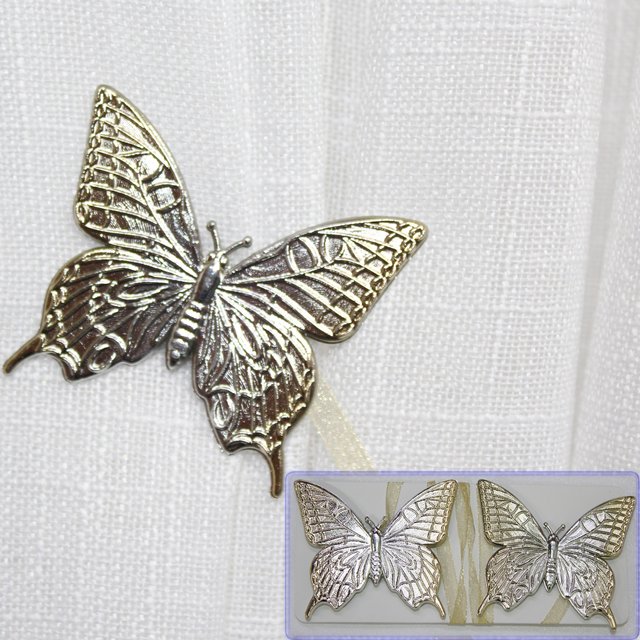 Магниты (2шт, пара) для штор, гардин "Бабочка" цвет золотистый с серебристым 137м 81-048