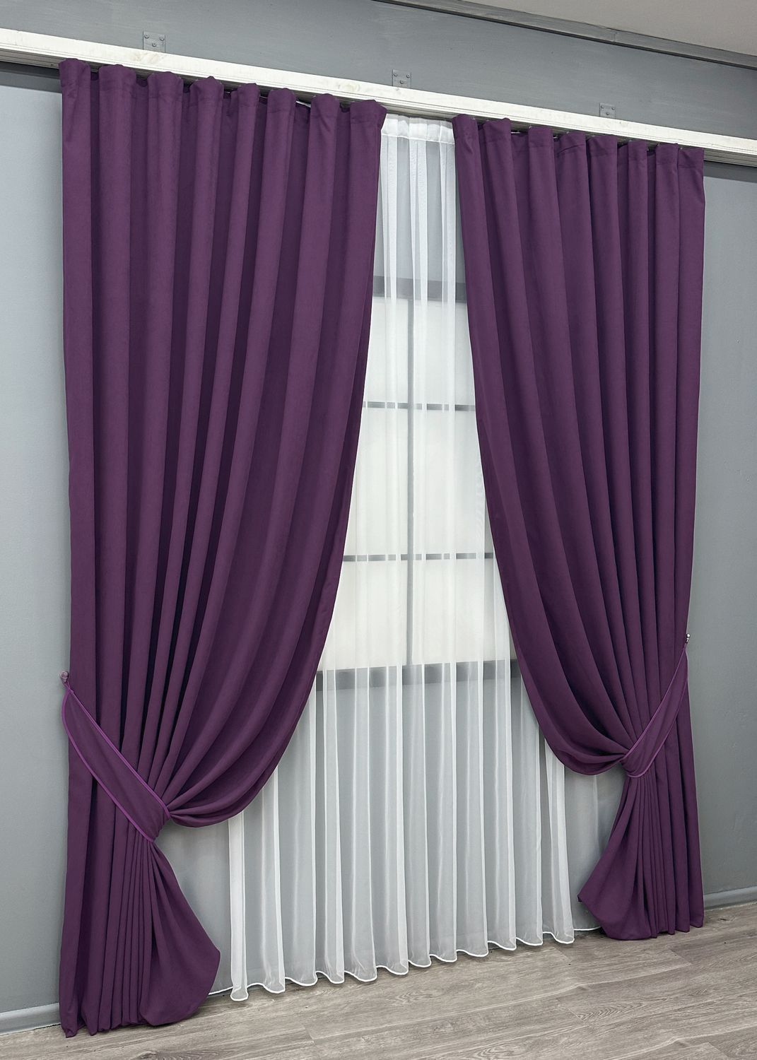 Комплект (2шт 1,5х2,9м) штор из ткани микровелюр Petek, цвет фиолетовый 1509ш 33-0373