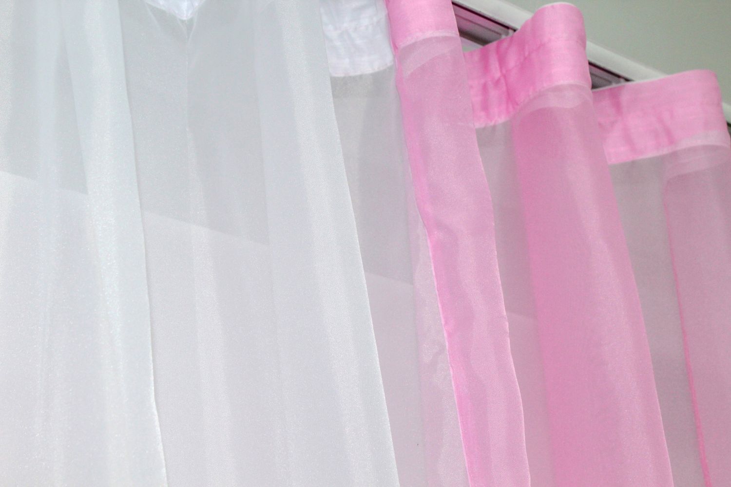 Кухонный комплект (265х170см) шторки с подвязками цвет розовый с белым 017к 50-020