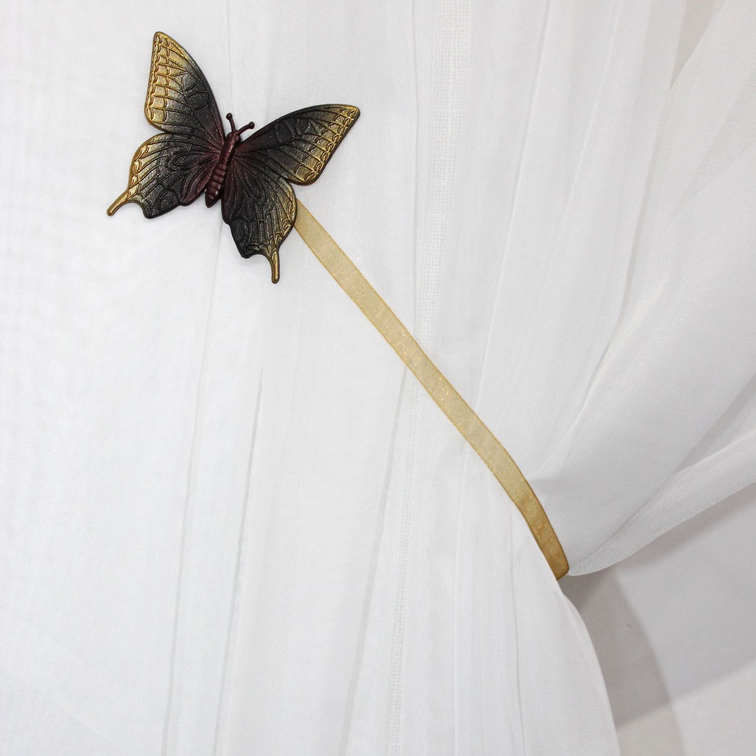 Магниты (2шт, пара) для штор, гардин "Бабочка" цвет венге с золотом 193м 81-104