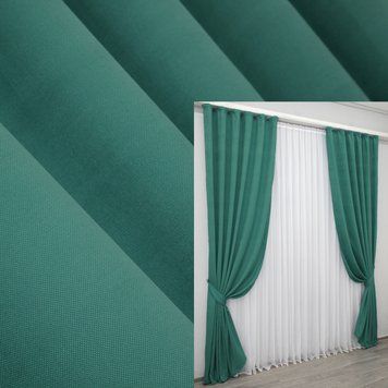 Комплект штор із тканини мікровелюр Petek колір бірюзовий 745ш, Бірюзовий, Уцінка! Комплект штор (2 шт. 1,5х2,7 м.), Класичні, Довгі, 1,5 м., 2,7 м., 150, 270, 2 - 3 м., В комплекті 2 шт., Тасьма