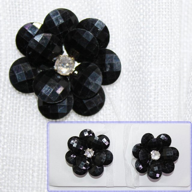 Магниты (2шт, пара) для штор, гардин "цветок" цвет чёрный 142м 81-053