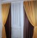 Комплект шифоновых штор и гардина цвет венге с золотистым 024дк (н123-н121) Фото 2
