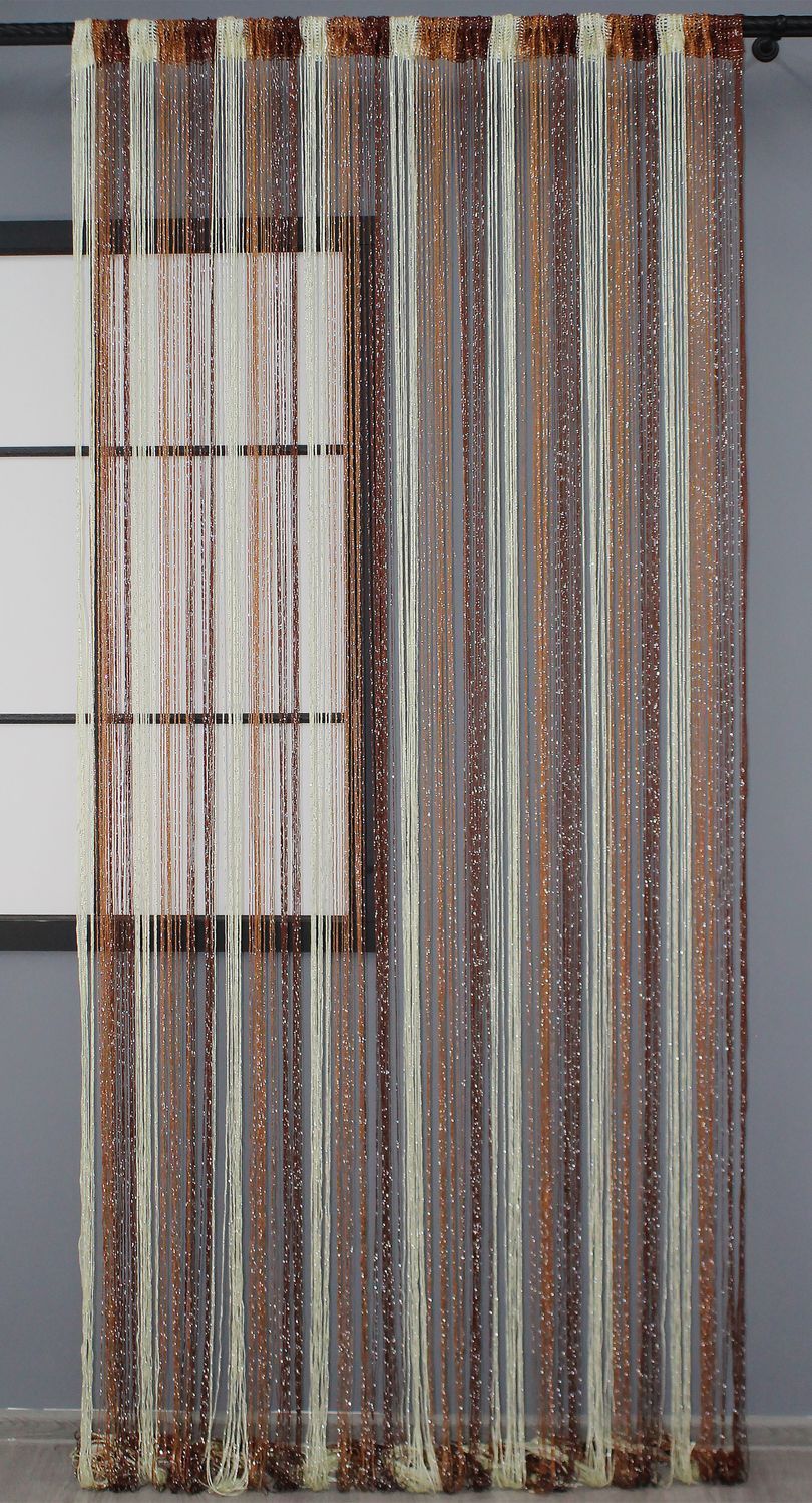 Штори-нитки (1 шт 3х3 м) з люрексом колір молочний з коричневим 61-036