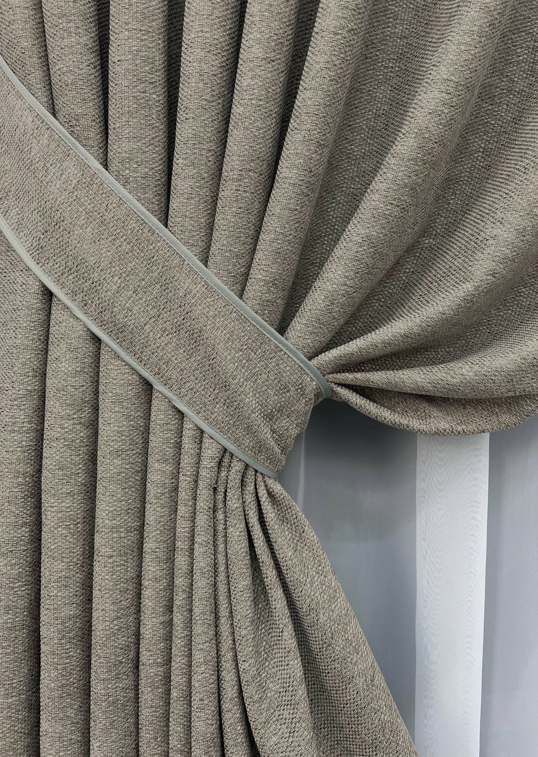 Комплект (2шт 1,5х3,0м) штор фактурный лен премиум, коллекция "Grand Linen", цвет тауп 2029ш 33-1028