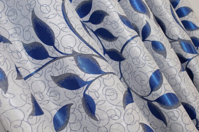 Шторная ткань блэкаут цвет серый с синим 383ш (Б)