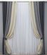 Комбіновані штори з тканини льон колір графітовий з сірим та бежевим 016дк (114-108-1140ш) Фото 2
