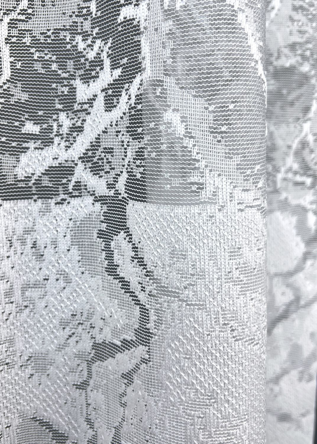 Короткий тюль, висотою 1,2м, жакард мармур колір білий 2004т, Тюль на метраж, Без кріплення, тканина на відріз, Потрібну Вам ширину вказуйте при покупці. (Ширина набирається по довжині рулона.), 1,2 м.