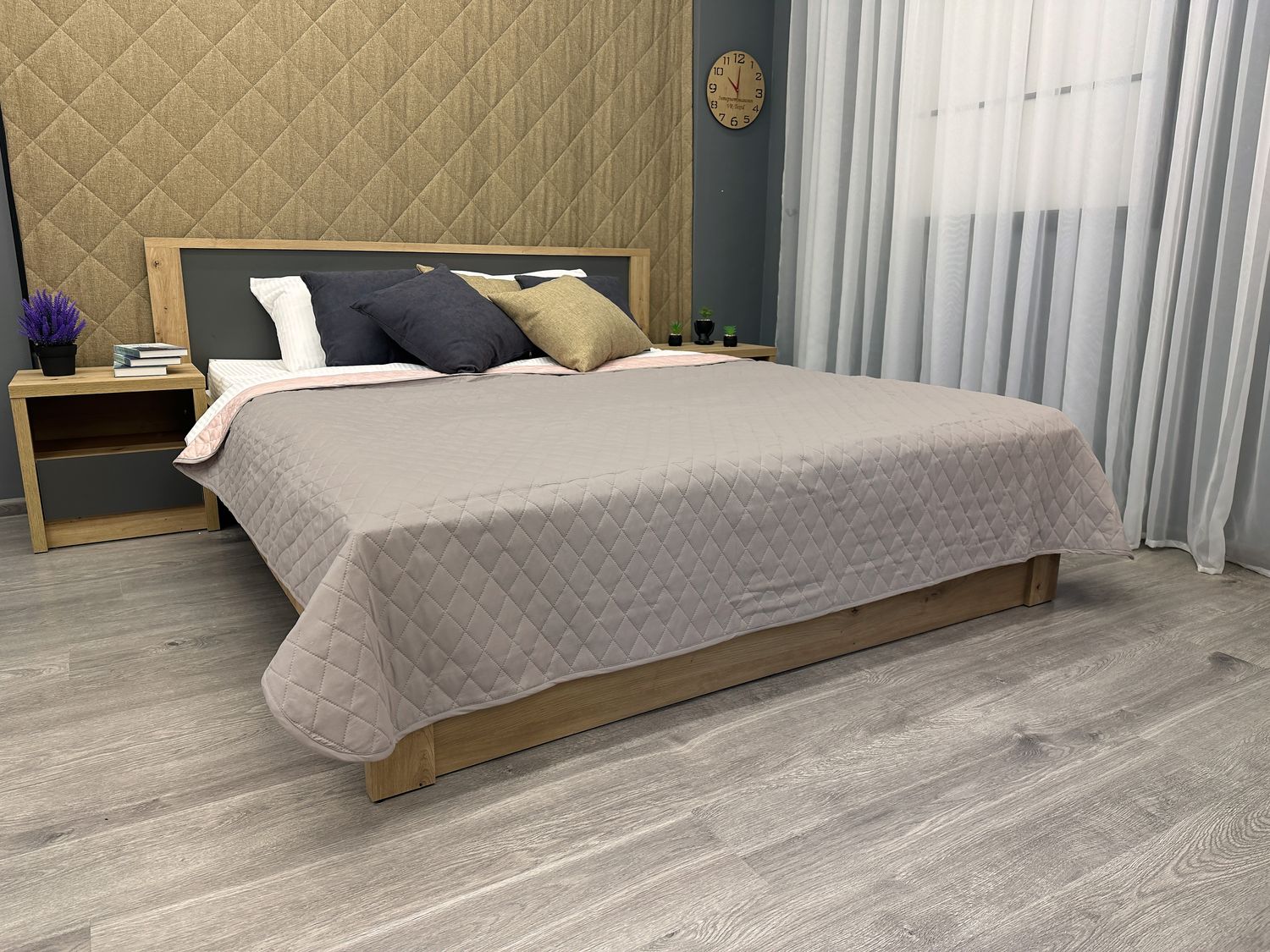 Покрывало двустороннее Decorator Microfiber ромб 140х215 см какао с розовым (85-002)