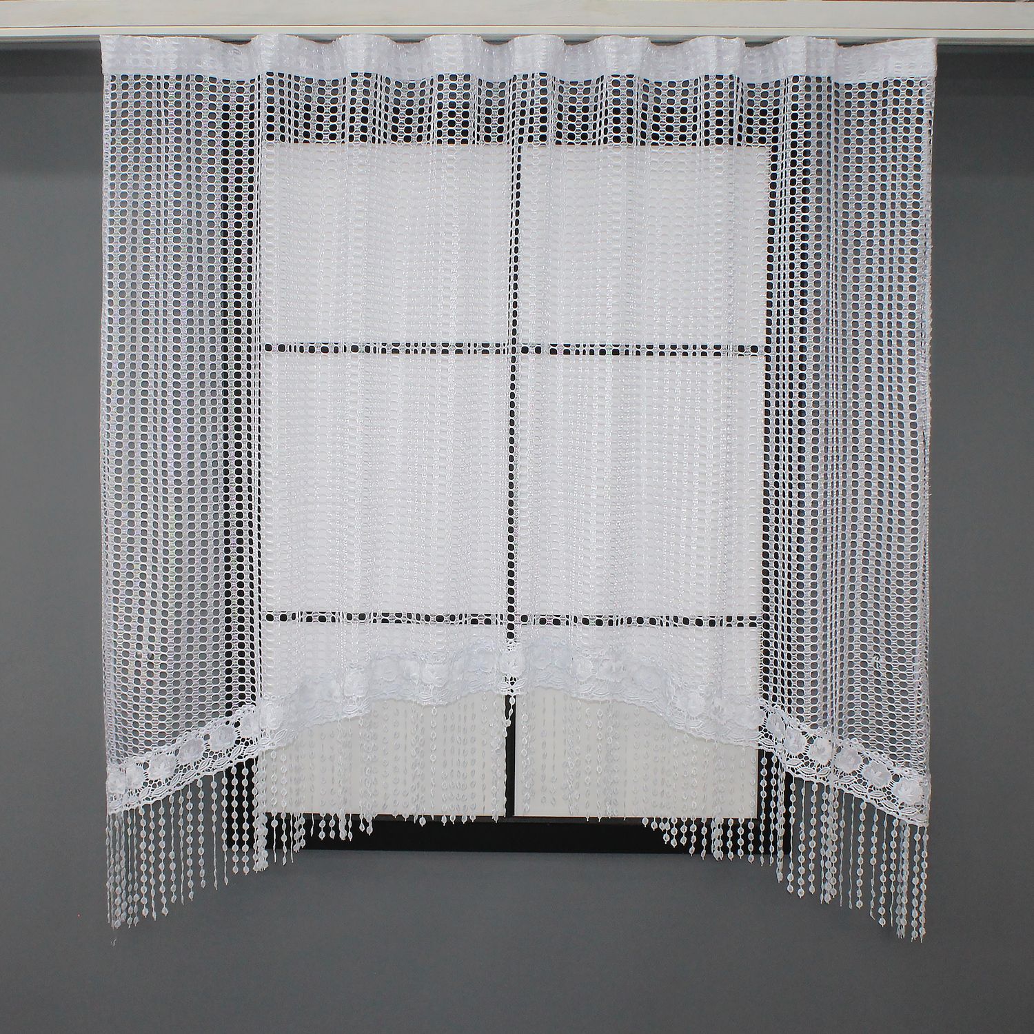 Арка (270х155см) сетка из макраме на кухню, балкон цвет белый 000к 51-168