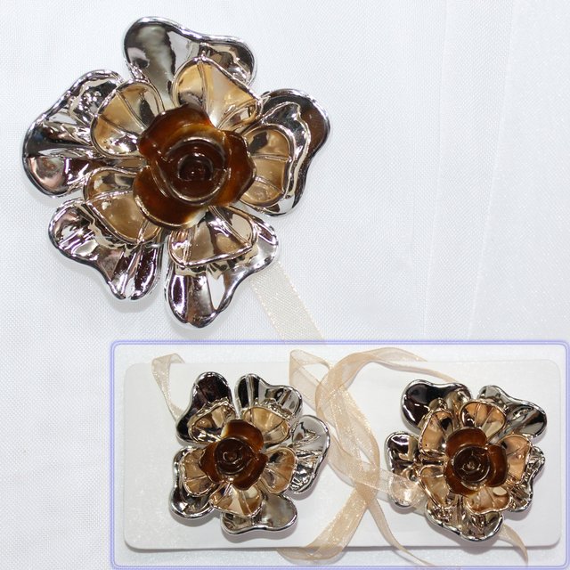 Магниты (2шт, пара) для штор, гардин "Эдельвейс" цвет серебристый с коричневым 114м 81-025