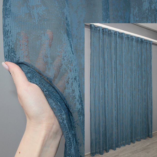 Тюль жакард, колекція "Мармур" колір синій 1401т, Тюль на метраж, Потрібну Вам ширину вказуйте при покупці. (Ширина набирається по довжині рулона.), 2,8 м.