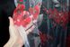 Тюль органза с крупным цветочным принтом Цвет полупрозрачный белый с красным и чёрным 1049т Фото 5