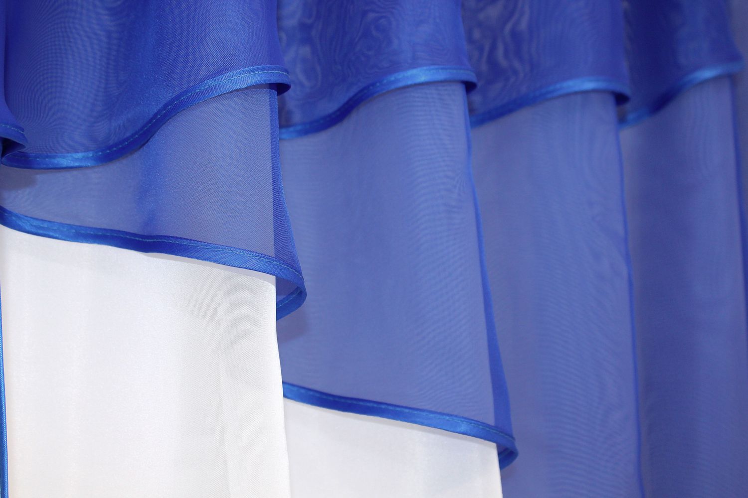Кухонные шторы (270х170см) с ламбрекеном, на карниз 1-1,5м цвет синий с белым 091к 52-0254