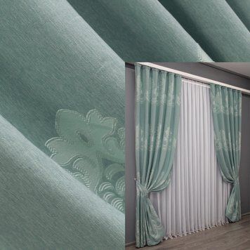 Комплект (2шт 1,5х2,7м) штор плотных жаккардовых штор, цвет бирюзовый 1418ш 33-0293