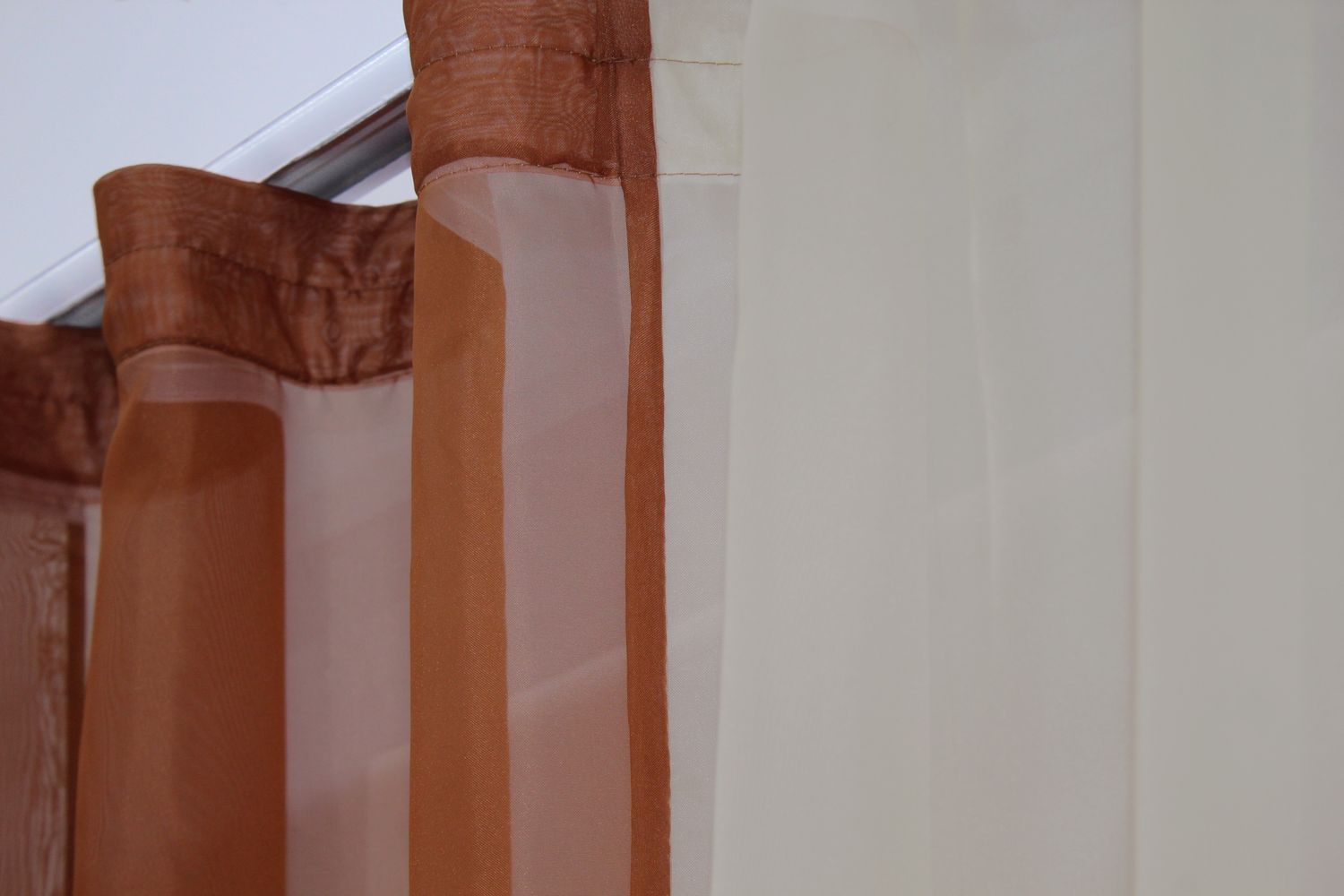 Кухонный комплект (265х170см) шторки с подвязками цвет терракотовый с бежевым 017к 52-0538
