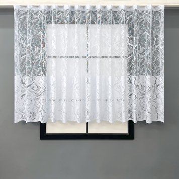 Короткий тюль, высотой 1,2м, жаккард мрамор цвет белый 2004т, Готовая тюль с тесьмой (4х1,2 м.), 4,0 м., 1,2 м., 400, 120, 2 - 3 м., Тесьма