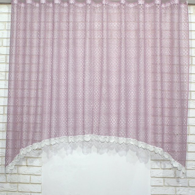 Арка (270х155см) жаккард, сетка с макраме На кухню, балкон цвет розовый с белым 000к 51-098