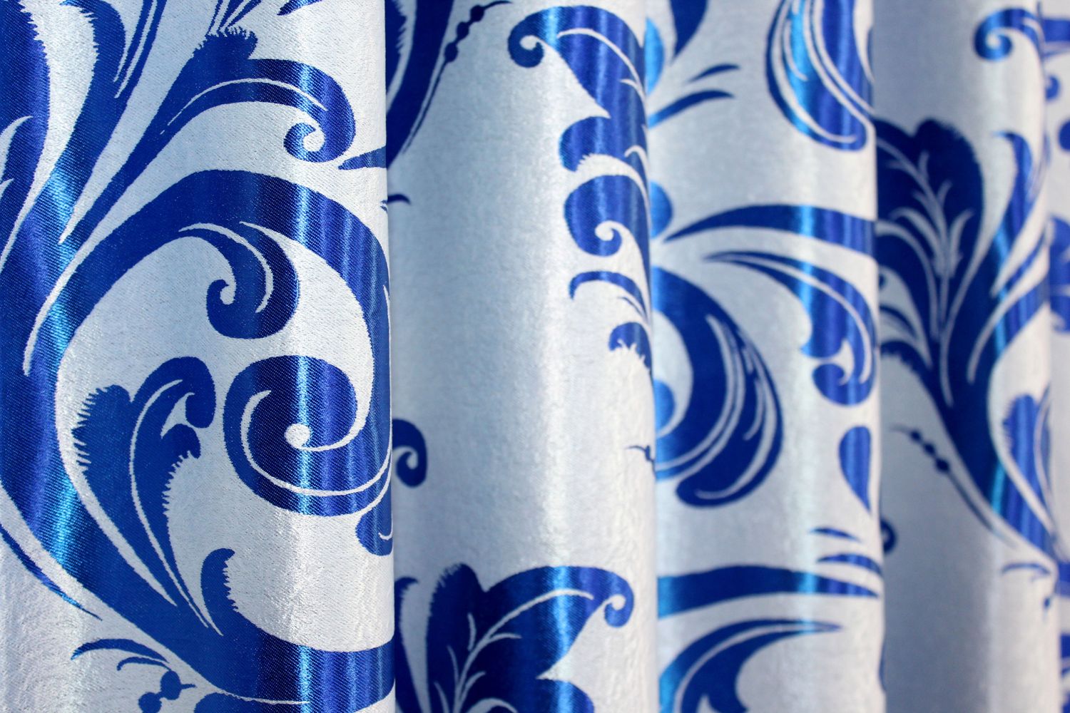 Комплект готових штор з тканини блекаут, колекція "Лілія" колір синій 689ш (Б), Синій, Комплект штор (2шт. 1,5х2,7м.), 1,5 м., 2,7 м., 150, 270, 1 - 3 м., Тасьма