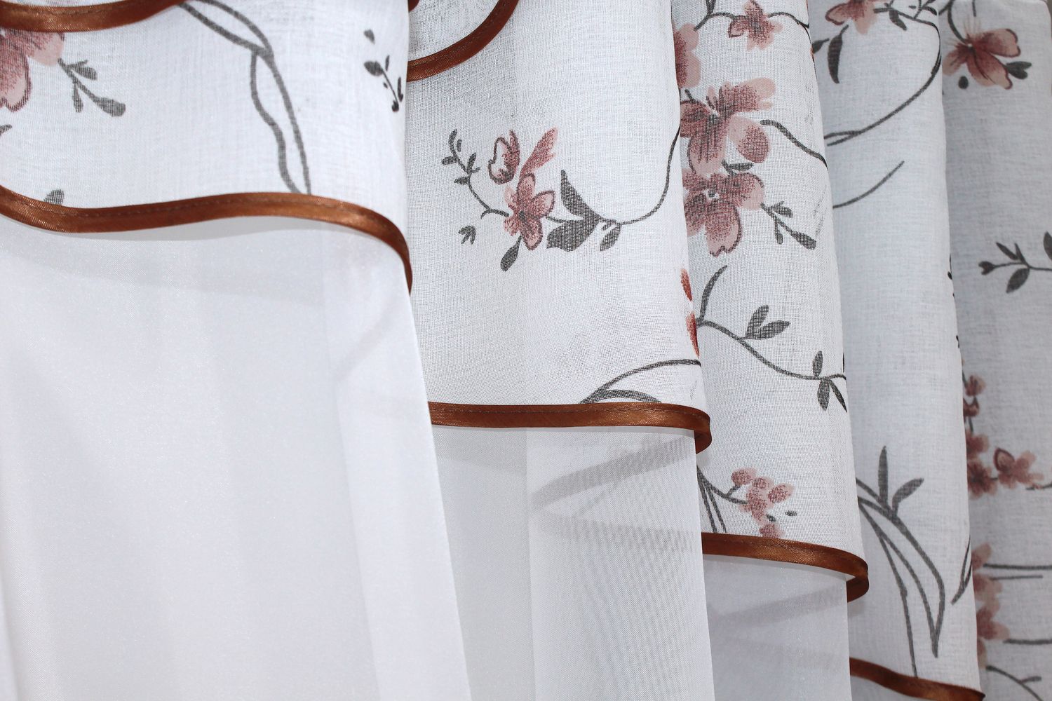 Кухонные шторы (280х170см) с ламбрекеном, на карниз 1-1,5м цвет белый с терракотовым 091к 52-0691
