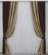 Комбинированные шторы лён-блэкаут рогожка цвет венге с бежевым 014дк (687-982ш) Фото 2