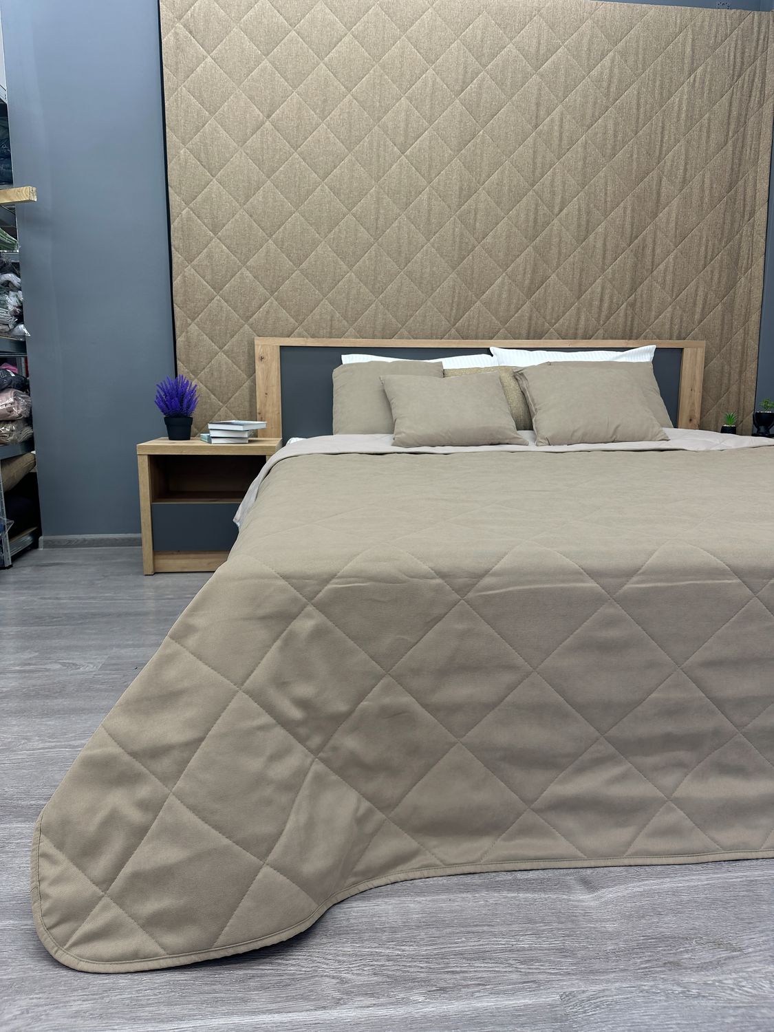 Покривало стьобане Decorator Sparta Diamond ромб 240х260 см капучино (85-060)