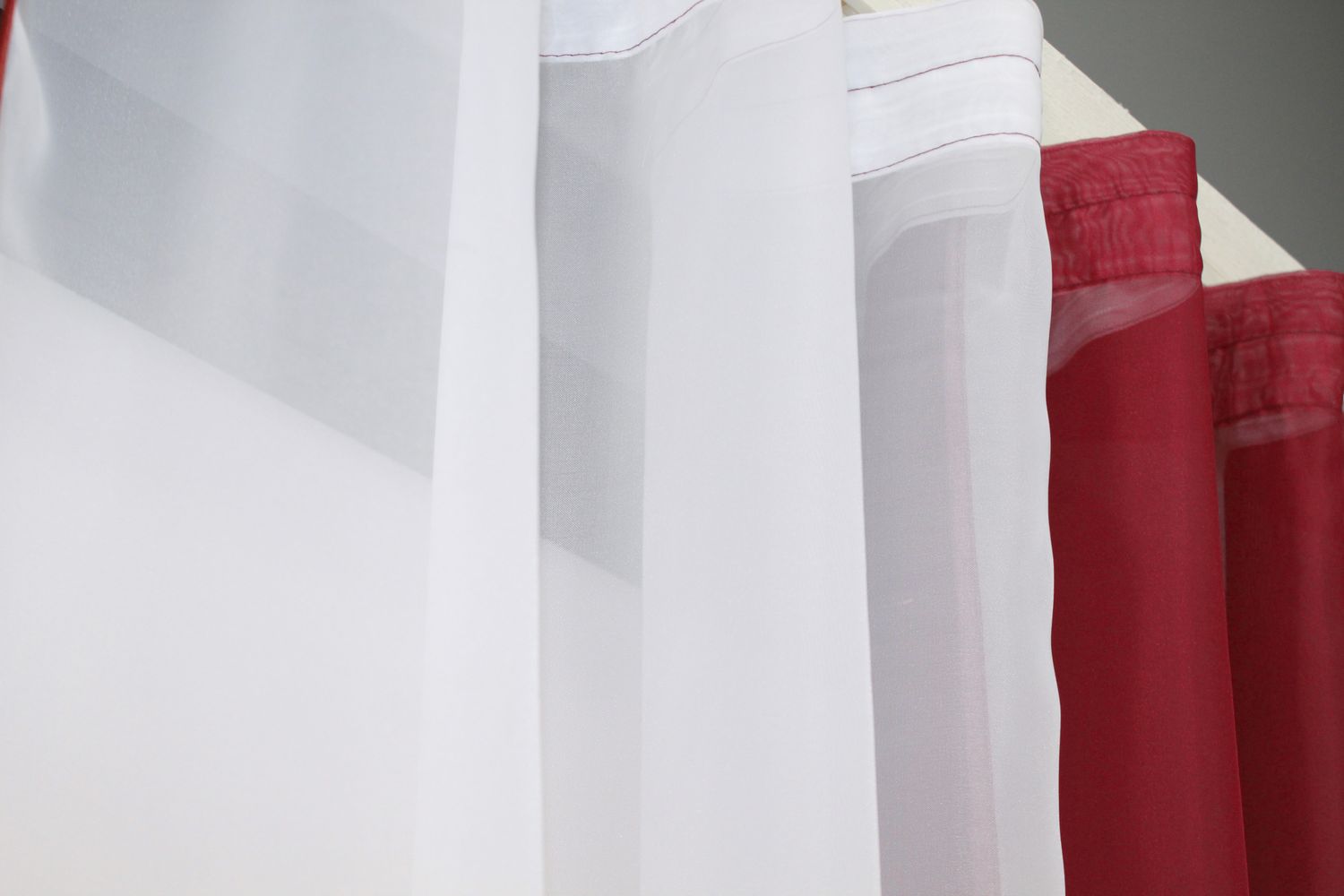 Кухонные шторы (260х170см) на карниз 1-1,5м цвет красный с белым 017к 50-552