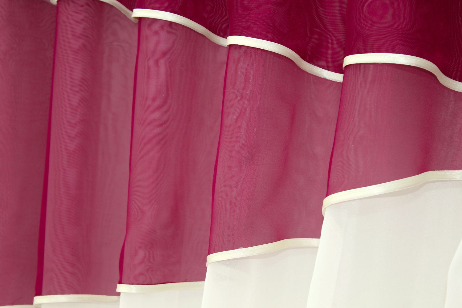 Кухонные шторы (270х170см) с ламбрекеном, на карниз 1-1,5м цвет бордовый с молочным 091к 50-296