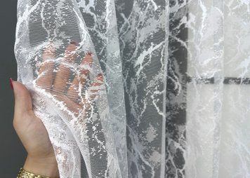 Остаток (2,4х1,6м) ткани с рулона, короткая тюль высотой 1,6 м, жаккард цвет белый 1786ту 00-232