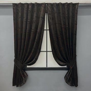 Уценка! Комплект (2шт. 1,4х1,7м.) коротких штор цвет черный 38-241