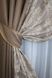 Комбинированные шторы из ткани лен-блэкаут цвет темно-бежевый с бежевым 014дк (825-1269ш)  Фото 4