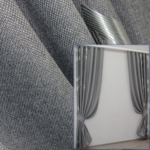 Комбинированные (2шт 1,5х2,6м) шторы из ткани лен цвет серый 014дк (288-372ш) 10-552
