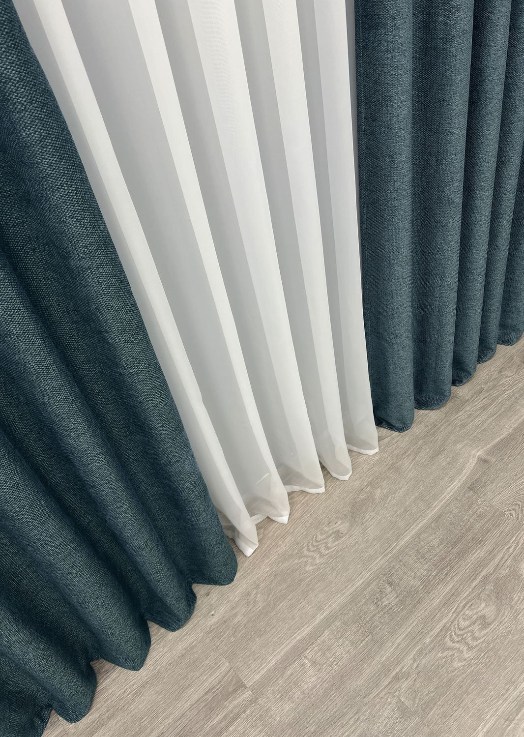 Комплект (2шт 1,5х3,0м) штор фактурный лен премиум, коллекция "Grand Linen", цвет лазурный 2039ш 33-1029