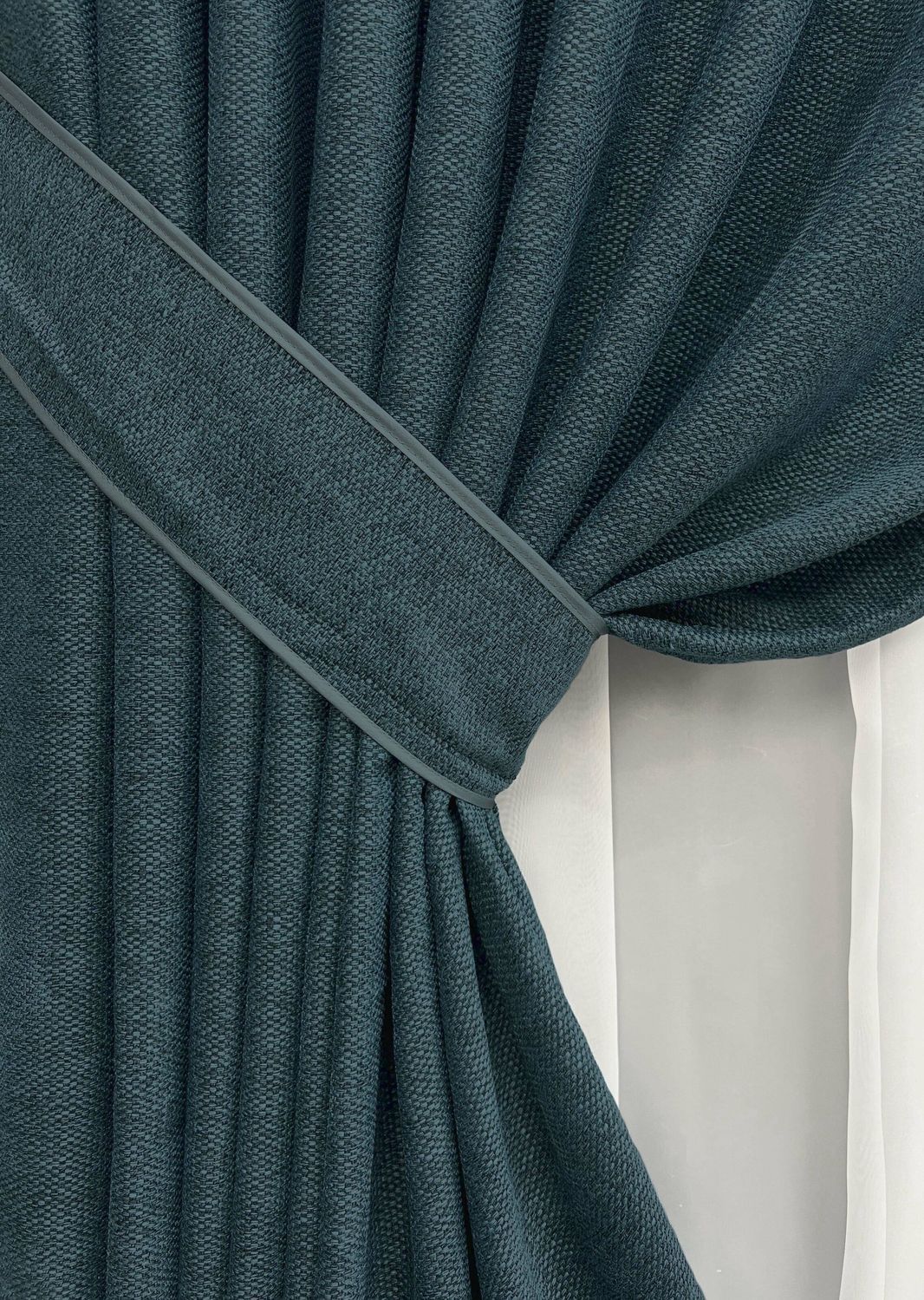 Комплект (2шт 1,5х3,0м) штор фактурный лен премиум, коллекция "Grand Linen", цвет лазурный 2039ш 33-1029